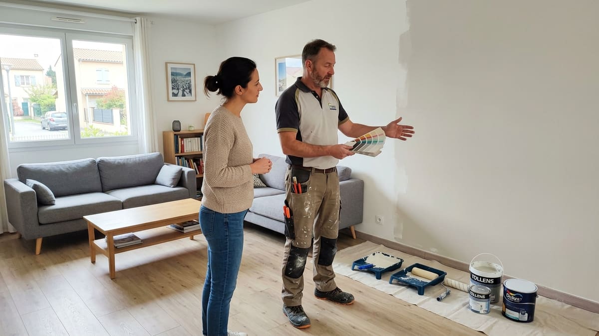 ALT FR — Consultation avec un peintre à Toulouse discutant du projet de rénovation